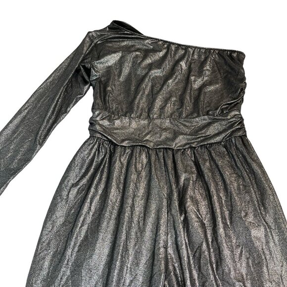 Lane Bryant Jumpsuit Womens 14/16 Silver Metallic One Shoulder Jersey Knit Party - Picture 4 of 9